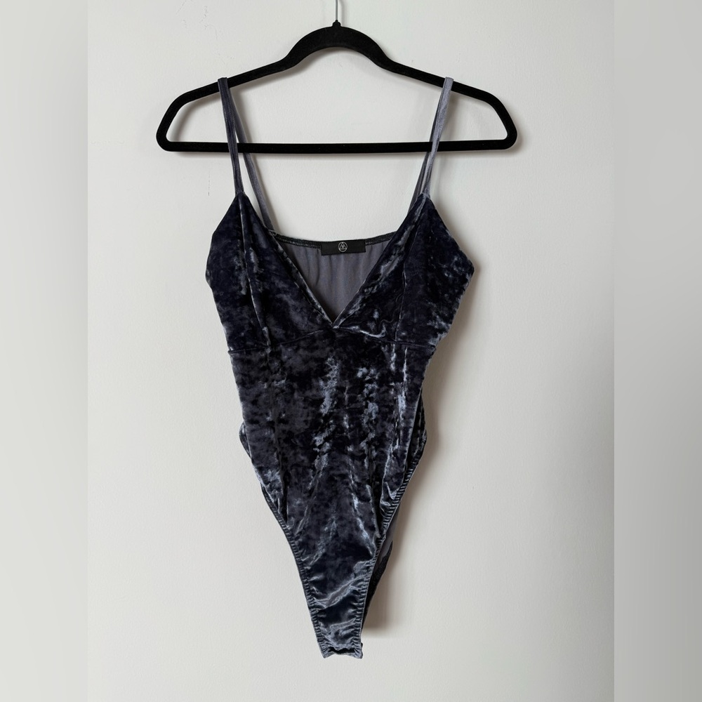 Misguided Velvet Grey Bodysuit